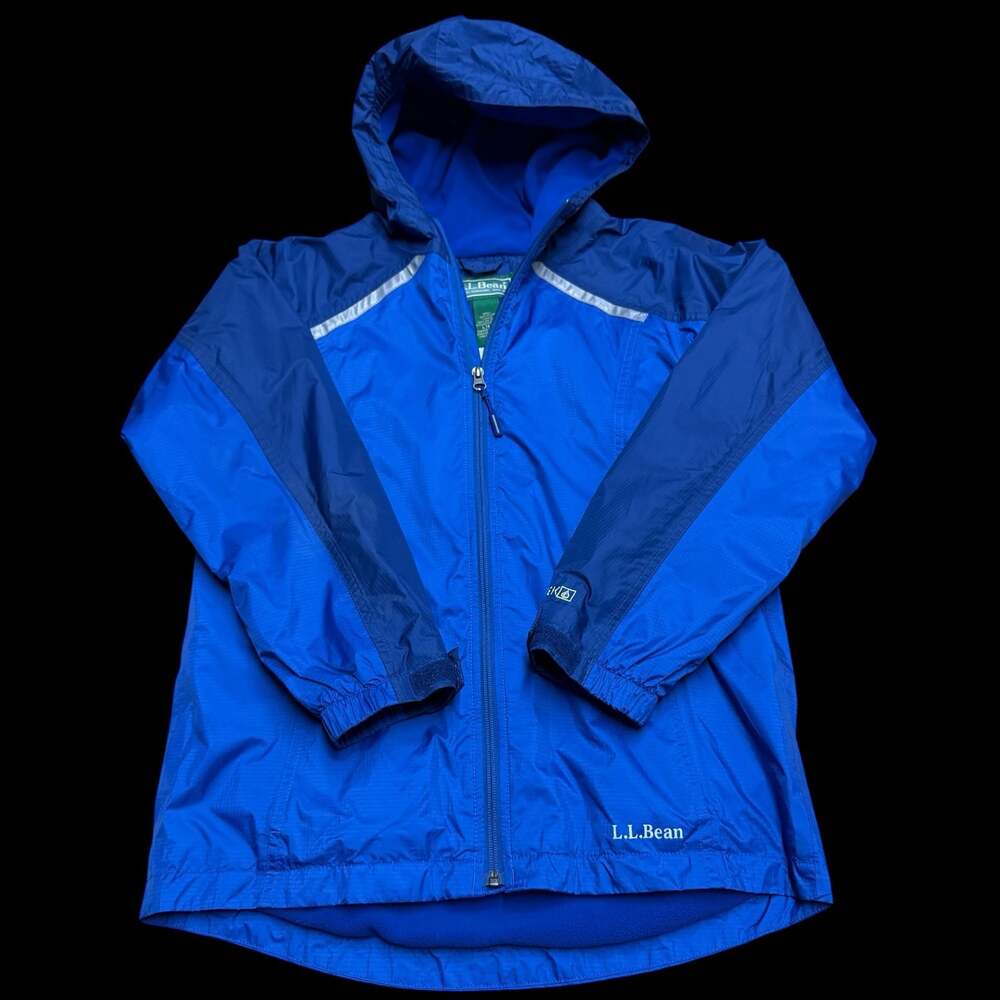 L.L.Bean Kids Hooded Rain Jacket Blue Size L 14-16